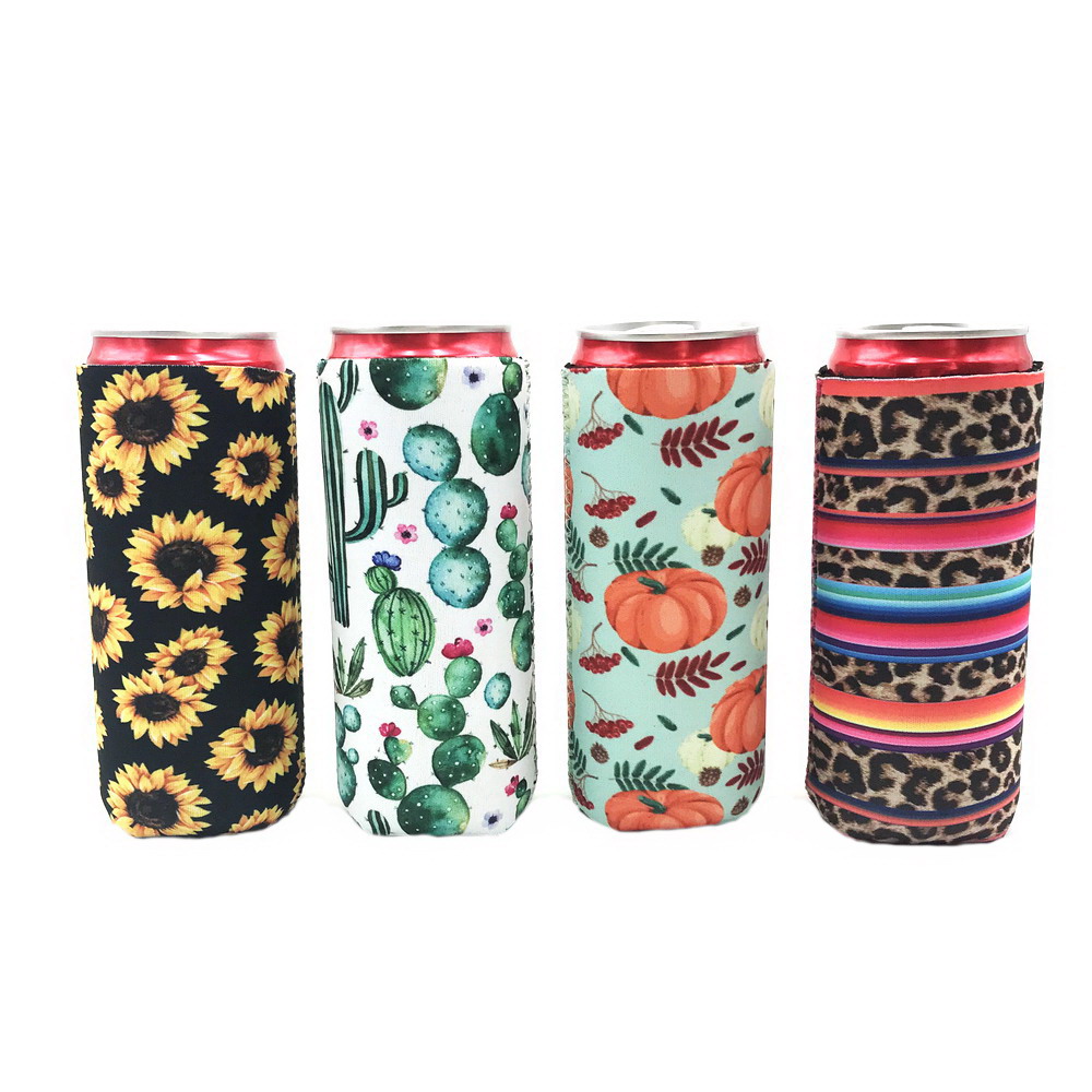 4 pakker slim bokskjøler for slankt øl &amp; hard seltzer, tynne ølbokser coolie skinny isolatorer, bokskjølere ermer: H
