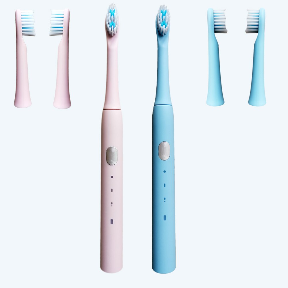 Sonic sähköhammasharja usb ladattava kannettava hammasharja hampaiden puhtaaseen elektroniseen hammasharjaan matkoille ja kotikäyttöön: Vaaleanpunainen sininen 6 h