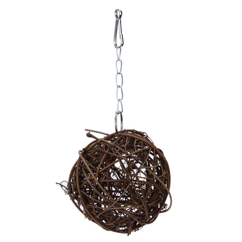 Juguetes Para loros para mascotas, juguete para pájaros, anillo de ratán Natural para morder, Bola de ratán para loro, Guacamayo, juguete para morder,: Default Title