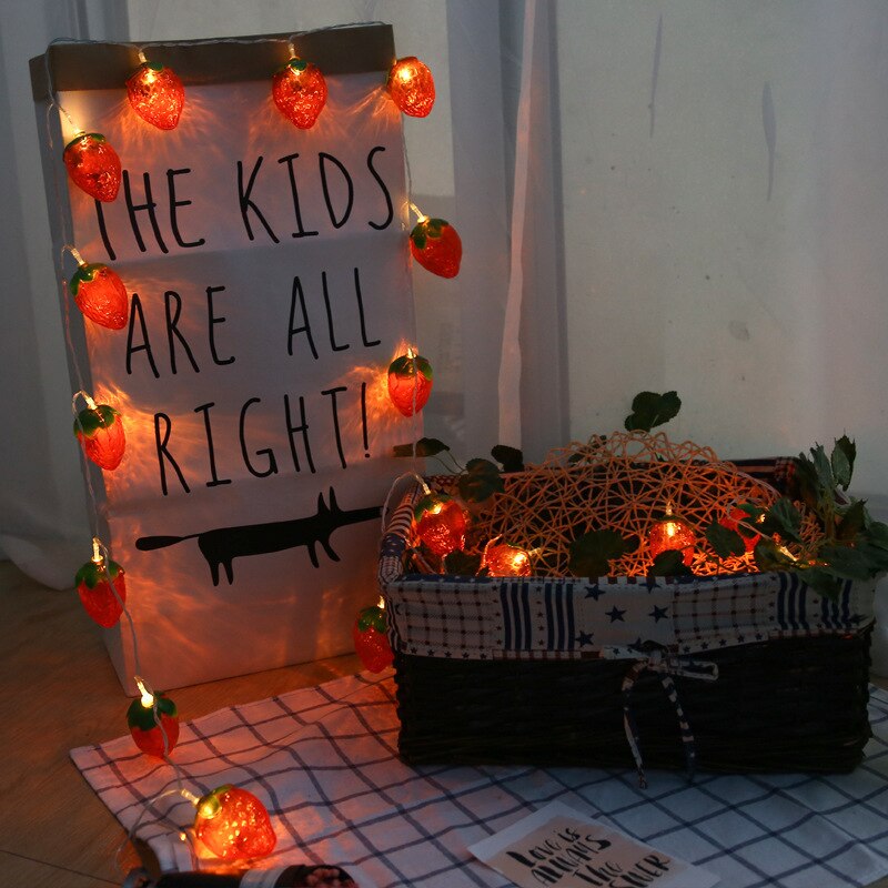 Guirlande lumineuse à 10led, 1.5M, Fruit fraise, noël, féerique, jardin, mariage, , décoration de maison,