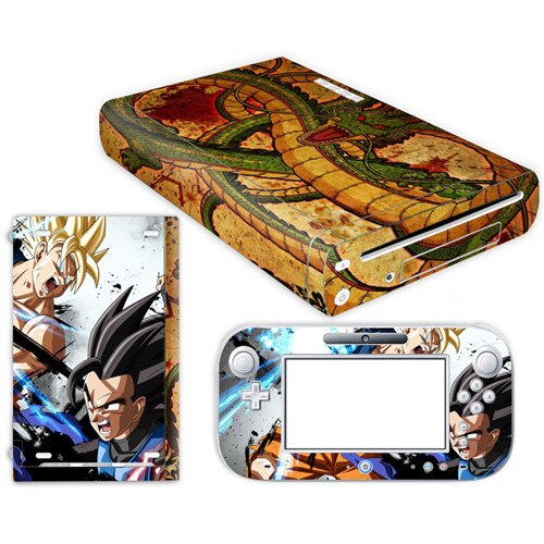 Pegatina de piel de Super Dragon Ball Z Goku para Nintendo Wii U funda de consola con controles remotos para Nintend wii u etiqueta engomada: YS-WIIU-0021