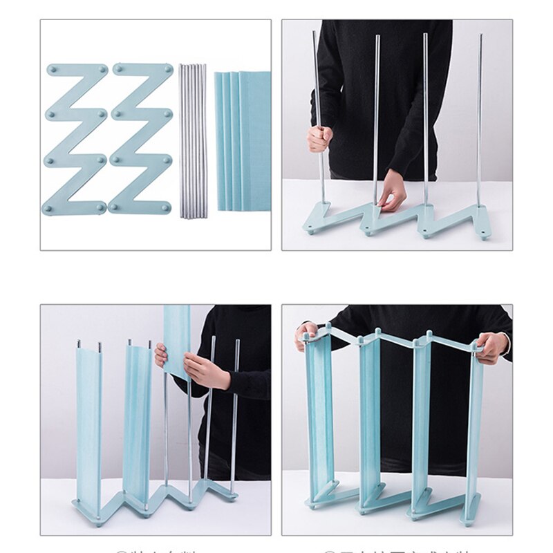 4 -Tier Stackable and Expandable Shoe Rack Z-shaped Footwear Organizer Shoe Shelf Storage Organizer Household PR