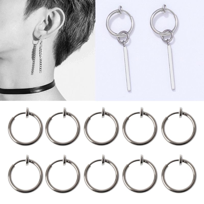 10Pcs Sliver No Ear-hole DIY Clip On Circle Hoop Earrings For Jewelry Making PXPB