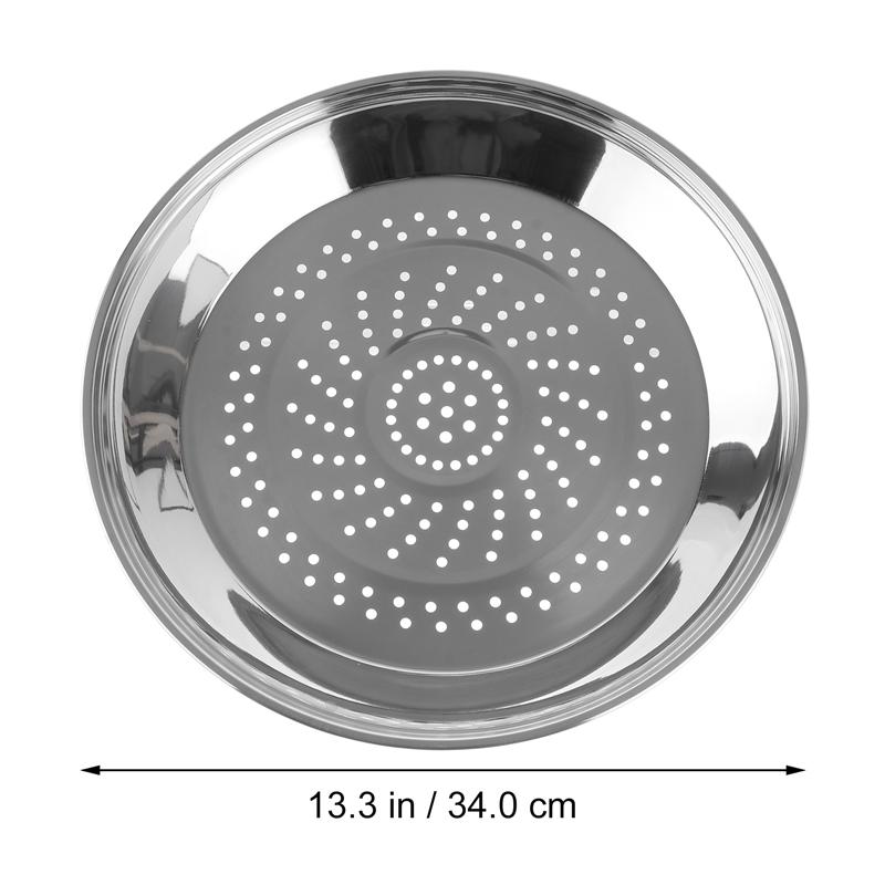 Plato humeante de acero inoxidable con agujeros, estante de vapor grueso, utensilios de cocina para platos de comida (para Wok de 30/34cm), 1 ud.: for 34cm Wok