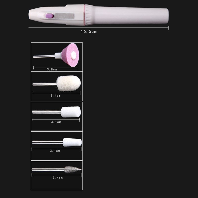 Bärbar mini nagel elektrisk borrslipning batteri maskin nagelborr buffertfil nail art kit pro 5 tips diy nagelverktyg
