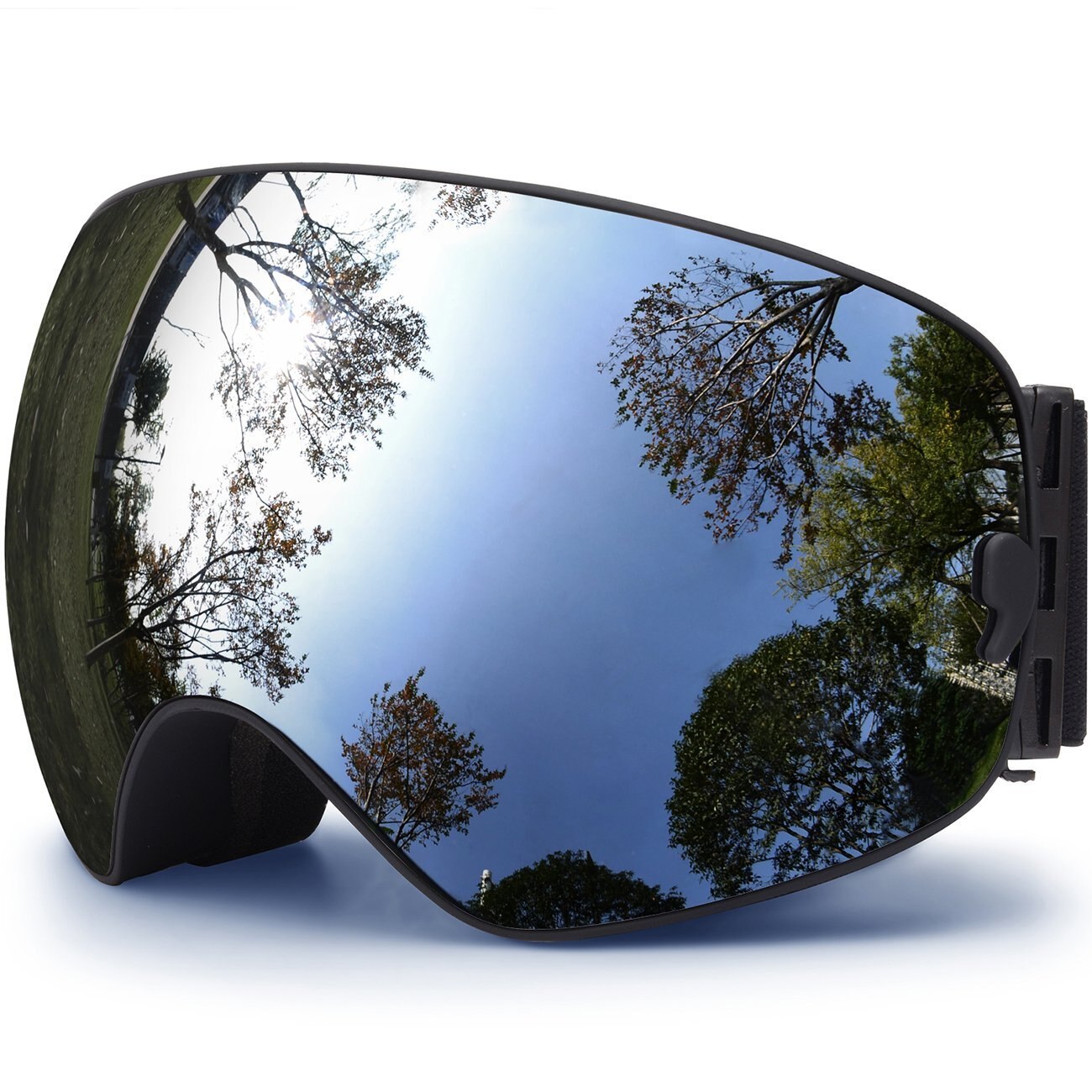 Lunettes de ski double couche anti-buée UV400, grand masque de ski, lunettes de neige pour hommes et femmes, masques de snowboard: Argent