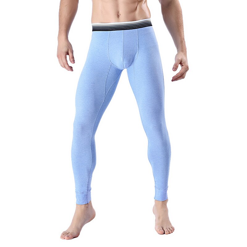 Winter Men Thermal Underwear Bamboo Charcoal Super Soft Underpants Men's Cotton Pants Long Johns Men Tight Underwear 5 Colors: blue / XL