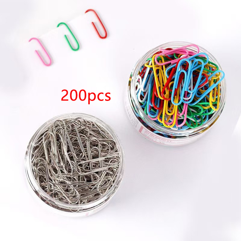 200pcs 28mm Colored Metal Paper Clip Bookmark Office Stationery Cartoon Anti Rust Pin Return Type Needle