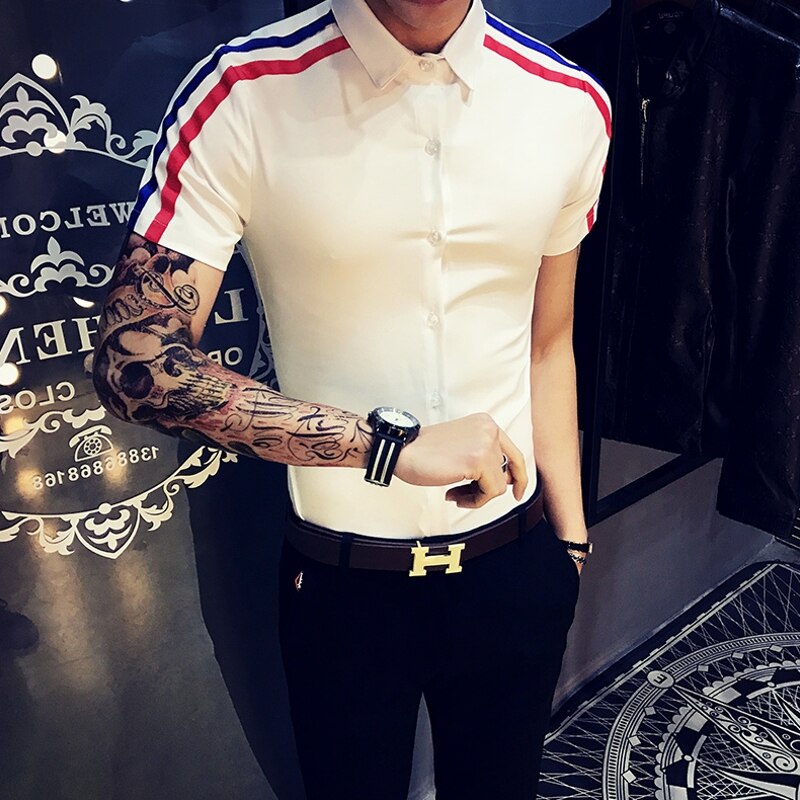 Chemise homme manche court sommertøj camicia uomo frisør barber shop barber herre kortærmet skjorte moda hombre