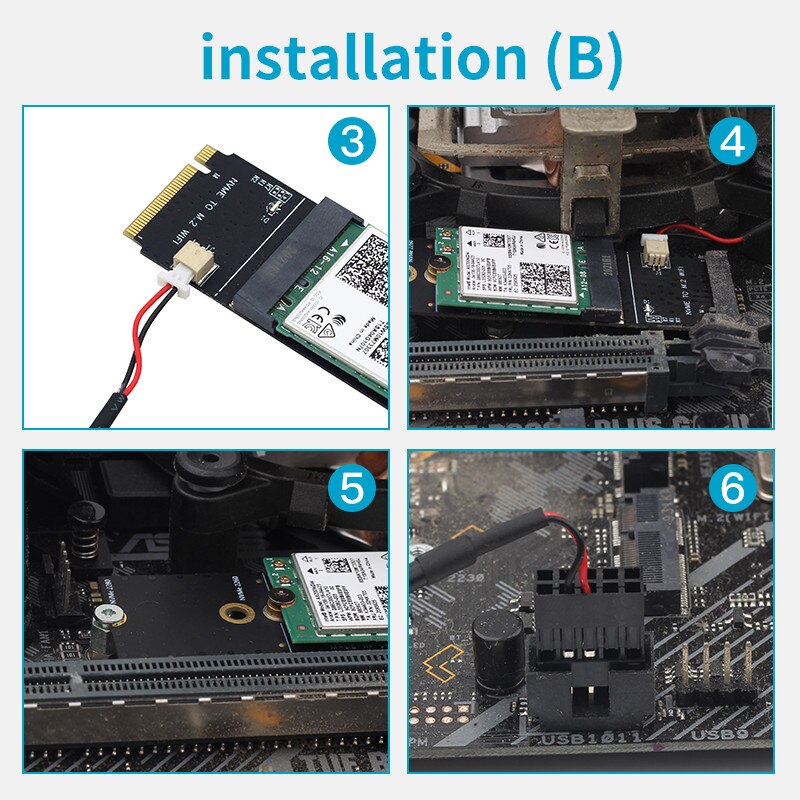 3000Mbps Wifi 6 Wireless Card Bluetooth 5.1 M.2 Key M Adapter Riser Card 802.11ax For Intel AX200 AX200NGW Wireless Network Card