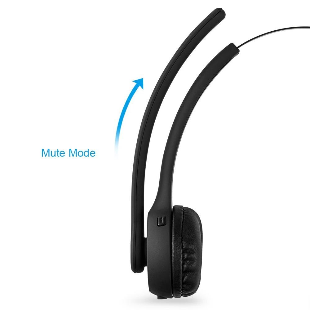 G-cord bluetooth 4.1 telefonsamtal headset med mikrofon, infällbara kontors trådlösa hörlurar med tyst strömbrytare för skype, voip, lastbil