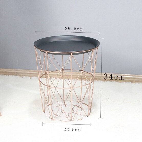 Metal Coffee Table Living Room Sofa Side Table Storage Basket Tea Table Desk Console Table Minimalist Furniture Tv Tray: Pink-Black cove-S