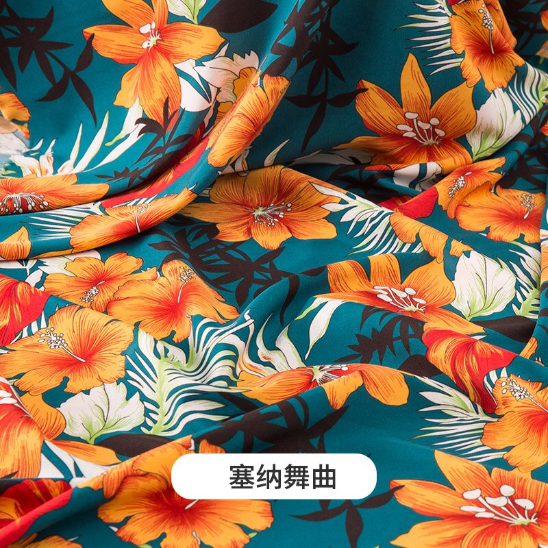 Micro Elastic Floral Chiffon Fabric By The Meter Impervious Printed Wave Point Dress Lining Shirt Sewing Diy Flowers Brocade