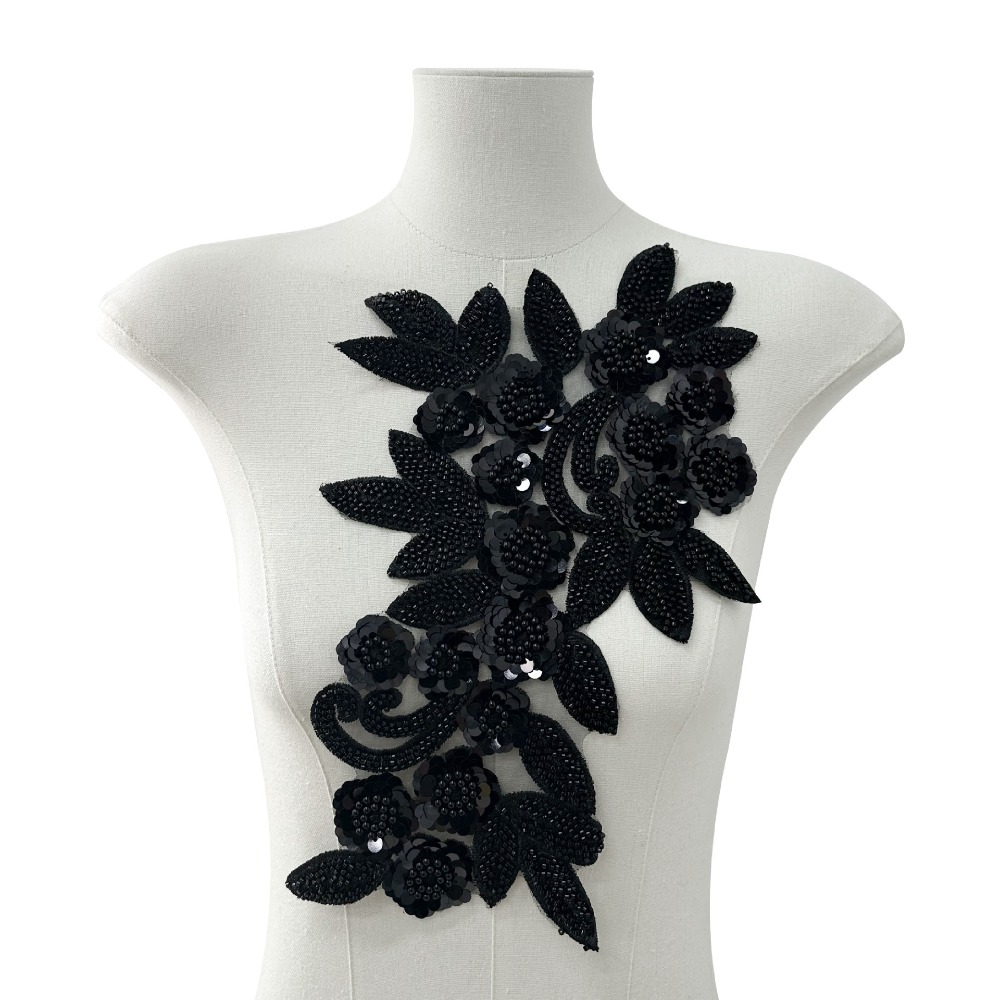 Parches bordados de flores de lentejuelas, parches elegantes y exquisitos para ropa, flores tridimensionales, apliques de ropa desmontables DIY: Latón envejecido