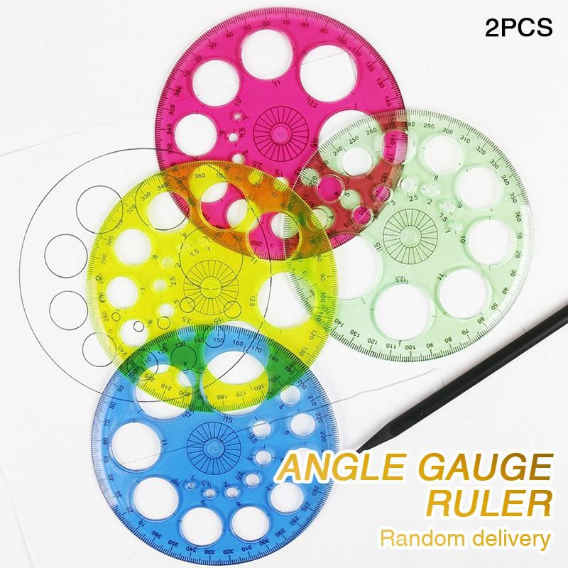 Full Circle Protractor Multifunctional Peofessional Plastic 360 Degree Random Color Drawing Angle Measuring Template 2pcs