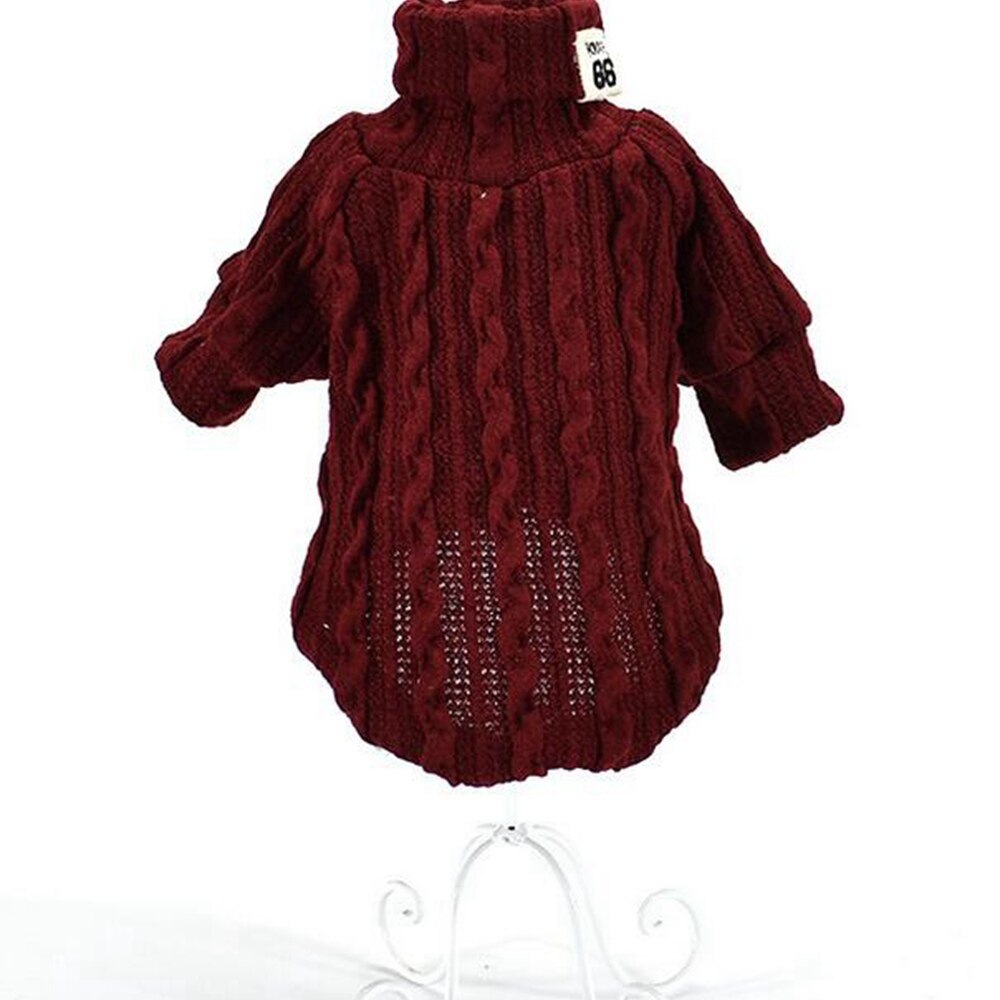 Pet Dog Jumpers Coats Hand Knit Cat Puppy Chihuahua Clothes POLO Neck Sweaters: Burgundy / S