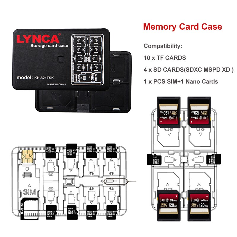 Draagbare Geheugenkaart Storage Case Organizer Geheugenkaart Carrying Storage Box Houder voor 4 SD SDHC SDXC Card 10 TF 1 Sim-kaart