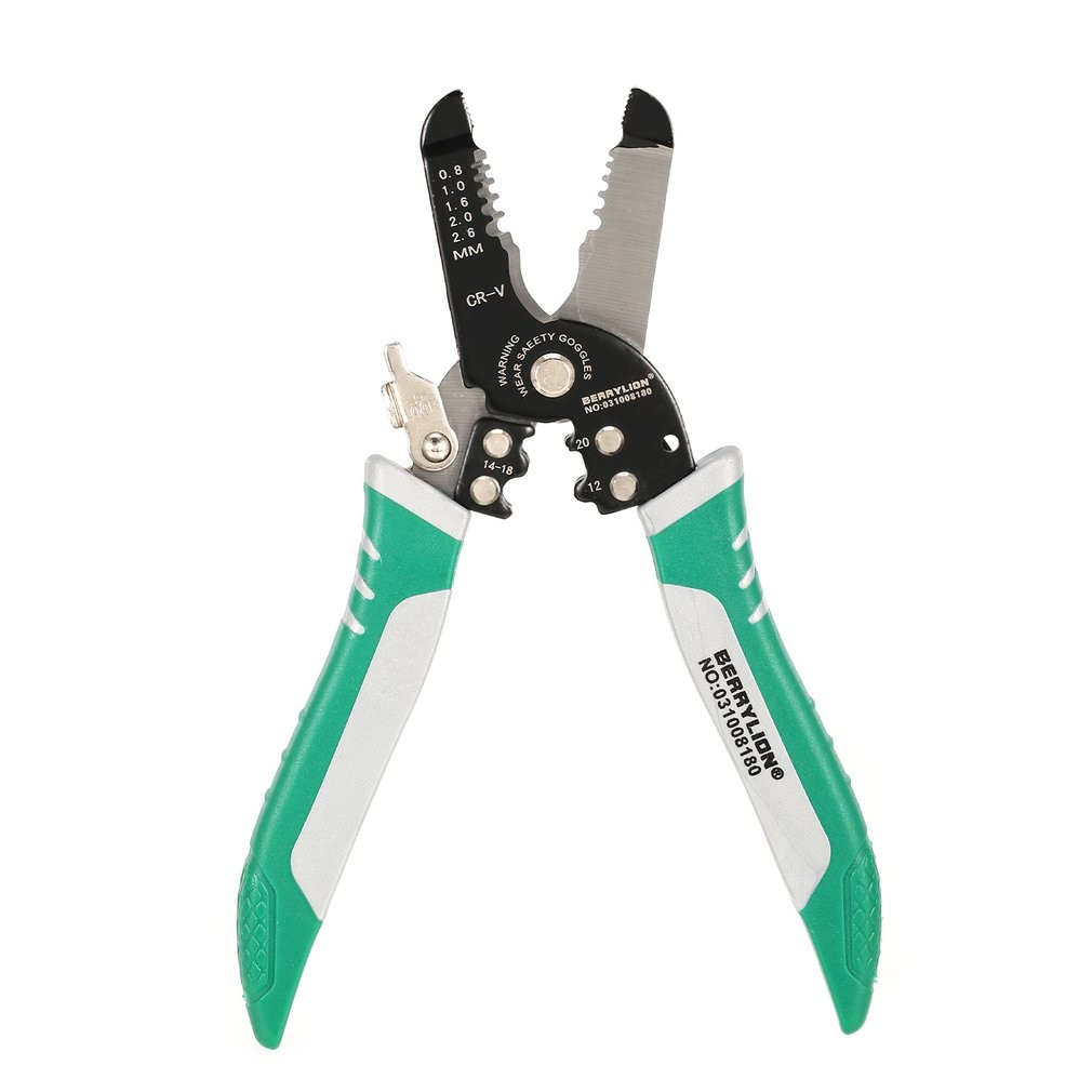 BERRYLION 2 in 1 Wire Cable Scissor Cutter Wire Stripper Wire Cutting Pressing Stripping Pliers Electrician Hand Tools