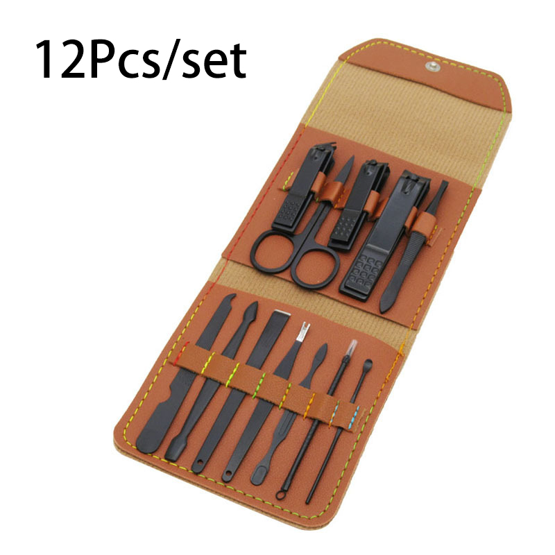 Ensemble de ciseaux de pédicure professionnels, coupe-ongles en acier inoxydable, crochet d'aigle, manucure Portable, ensemble d'outils de coupe-ongles, 4/12/16 pièces: 12Pcs-Y