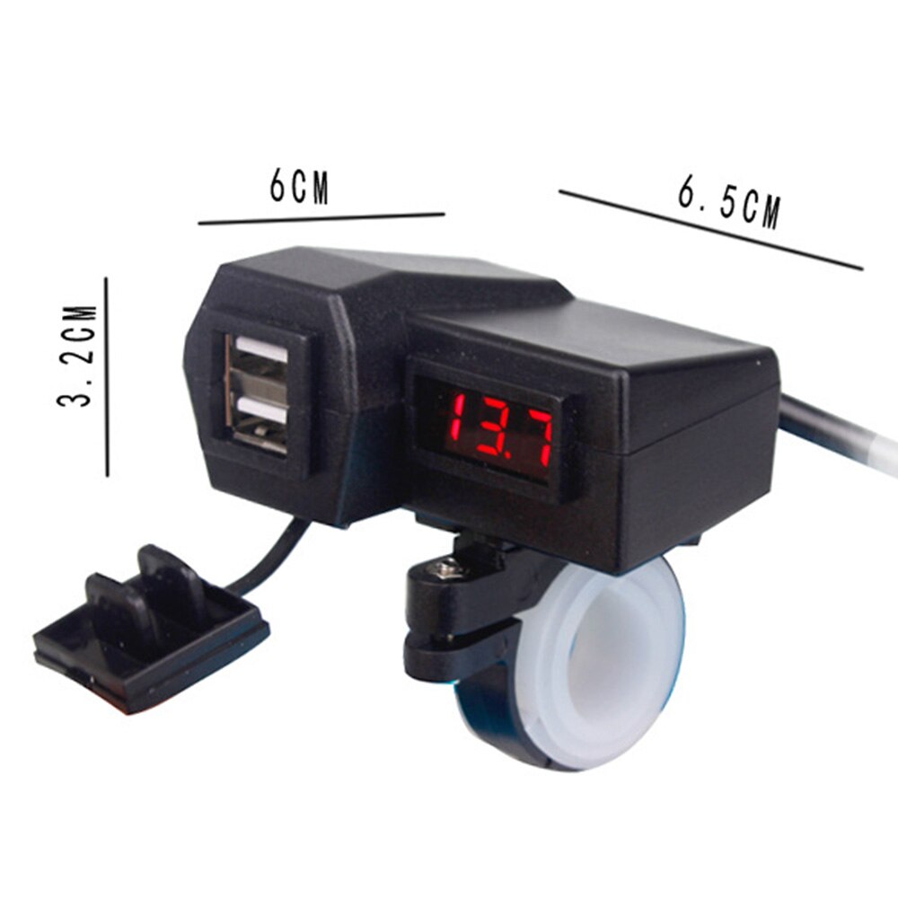 4 in 1 Double USB Adapter Waterproof Motorcycle Charger Support Installation with Switch Button