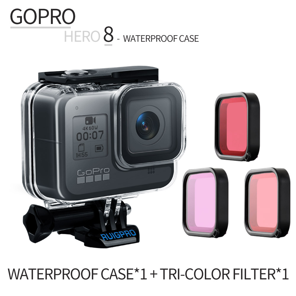 45m Unterwasser Wasserdichte Gehäuse gehäuse Für Gopro Hero 8 Action Kamera Gehen Pro 8 Schwarz zubehör Schutzhülle Zubehör: Package 3