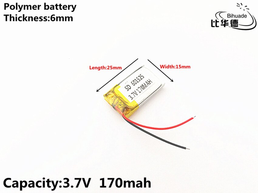 Batterie Lithium-polymère 601525, 3.7V, 170mah, 601627 601528, avec panneau de Protection pour MP3 MP4 MP5 GPS produits numériques Fr