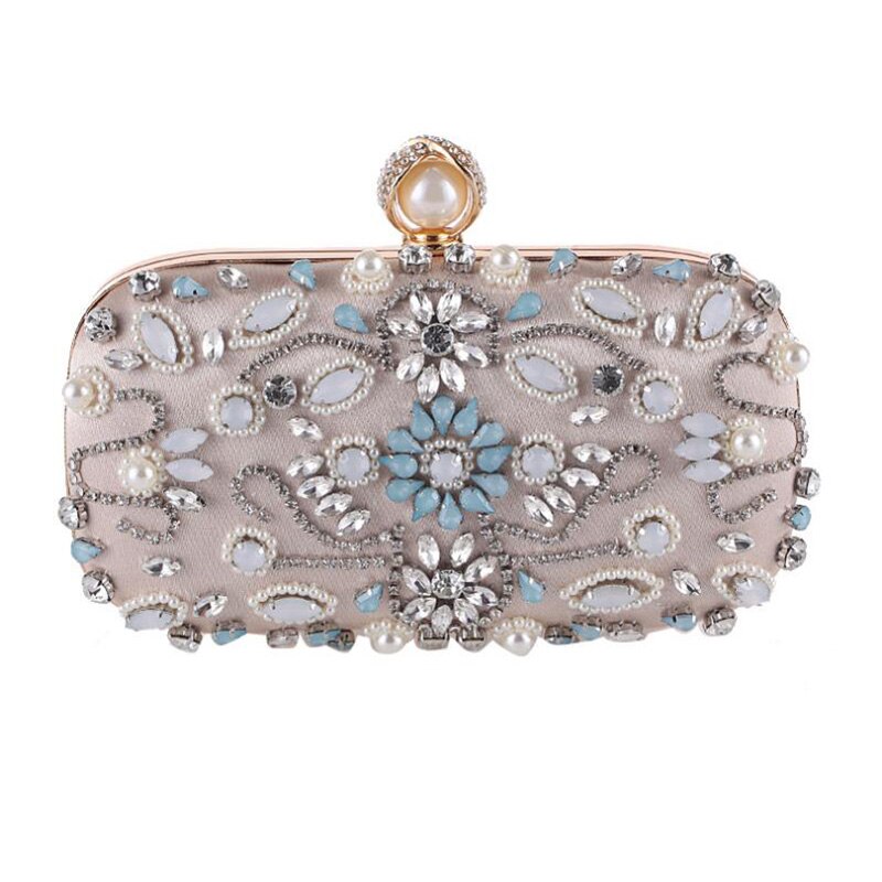 Luxy Moon Women Clutch Bag Wedding Clutch Party Purse and Handbag Pearl Clutch Luxury Handbags Women Bags Wallet bolsa: Design B Apricot