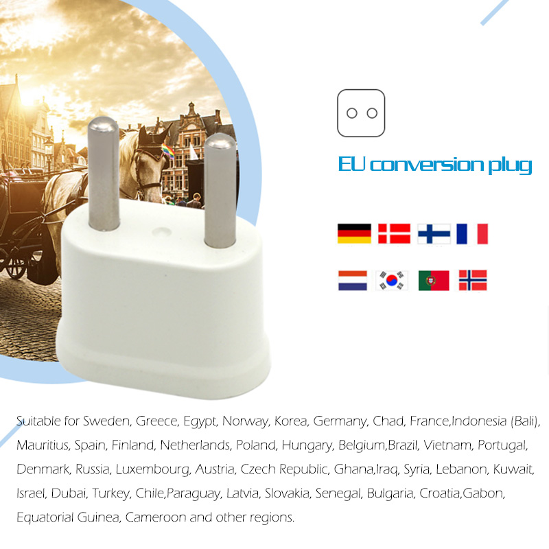 EU Adapter Plug USA to Euro Europe Travel Wall Electrical Power Charge Outlet Sockets US China to EU 2 Round Pin Plug Socket