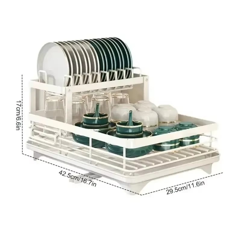 Adjustable Kitchen Dish Drying Rack Plates Organizer with Drainboard Stainless Steel Drainer Storage Rack Kitchen Accessories