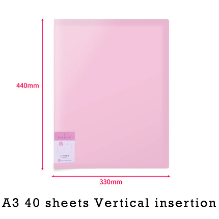 Deli  a3 datadokumentpresentationsmapp 297*420mm 60/40 sidor transparent mapp vertikalt infoga dokumenthäfte: Rosa 40 ark
