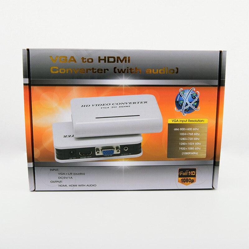 Convertisseur VGA vers HDMI 1080p, avec audio, livre connecté à un ordinateur, moniteur, HW2220