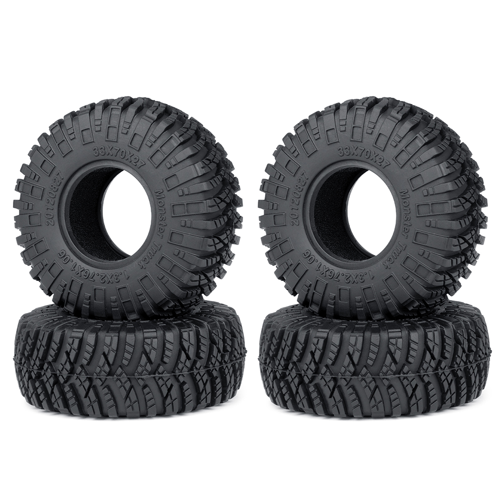 AXSPEED 4 pièces 1.3 "pneus en caoutchouc, 1.1 pouces pneus de roue de Terrain de boue pour 1/18 1/24 Micro chenille TRX4M Axial SCX24 FMS FCX24 pièces: Bourgogne
