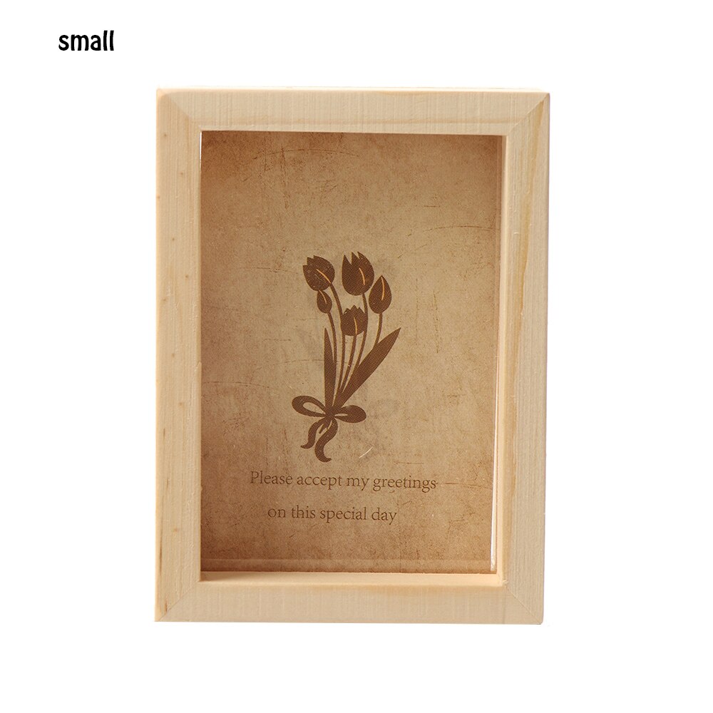 Mini arte de madeira moldura da foto da família titular diy decoração do casamento do vintage transparente planta de plástico espécime foto quadro suppo