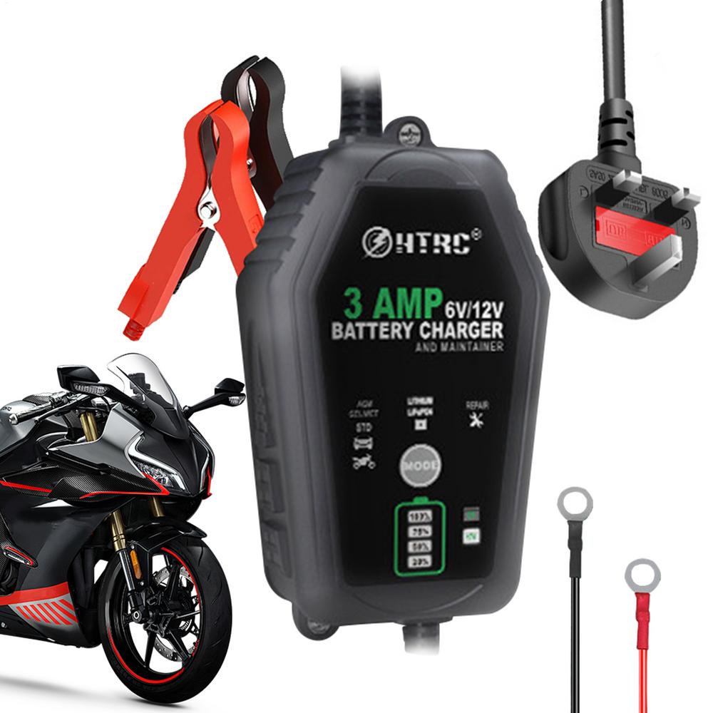 Manutentore batteria per auto Caricabatteria per auto e moto Caricabatterie 3A Caricatore di mantenimento Caricatore automobilistico Controllo pulsante per le aziende: Viola