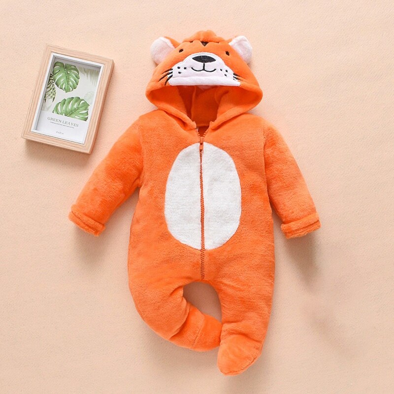 0-12 Months Autumn Baby Clothes Baby Boys Girls Winter Cute Cartoon Hoodie Romper Bodysuit Casual Long Sleeve Outerwear