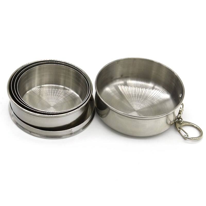 75Ml/150Ml/250Ml Rvs Folding Cup Draagbare Outdoor Reizen Camping Telescopische Cup Met Sleutelhanger water Koffie Handcup