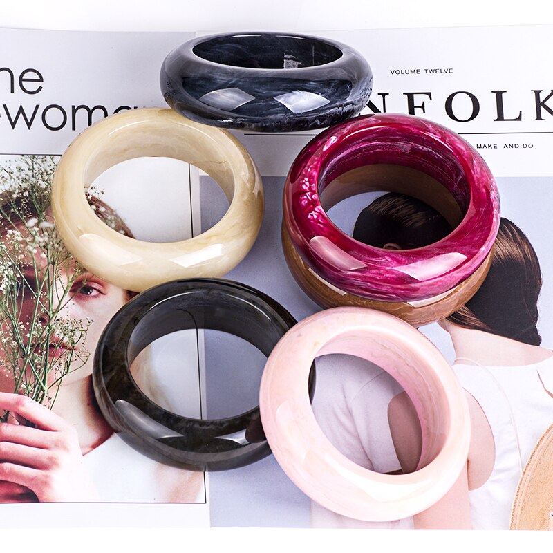 GuanLong 2021 New Widel Bangles For Women moda indiana resina colorata acrilico Vintage Bangle Designer Charms elegante all'ingrosso