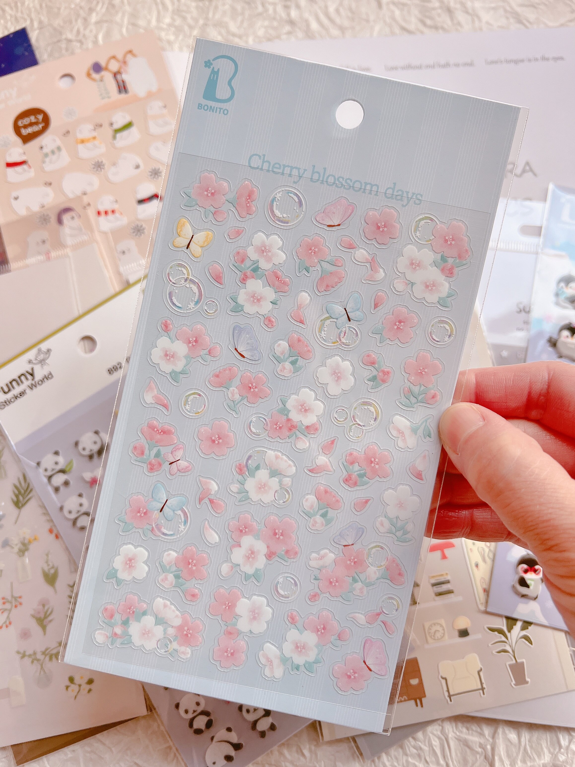 Romantic Cherry Blossom Days PVC Waterproof Stickers Scrapbooking Diy Journaling Sticker Aesthetic Sticker Cute Stationery