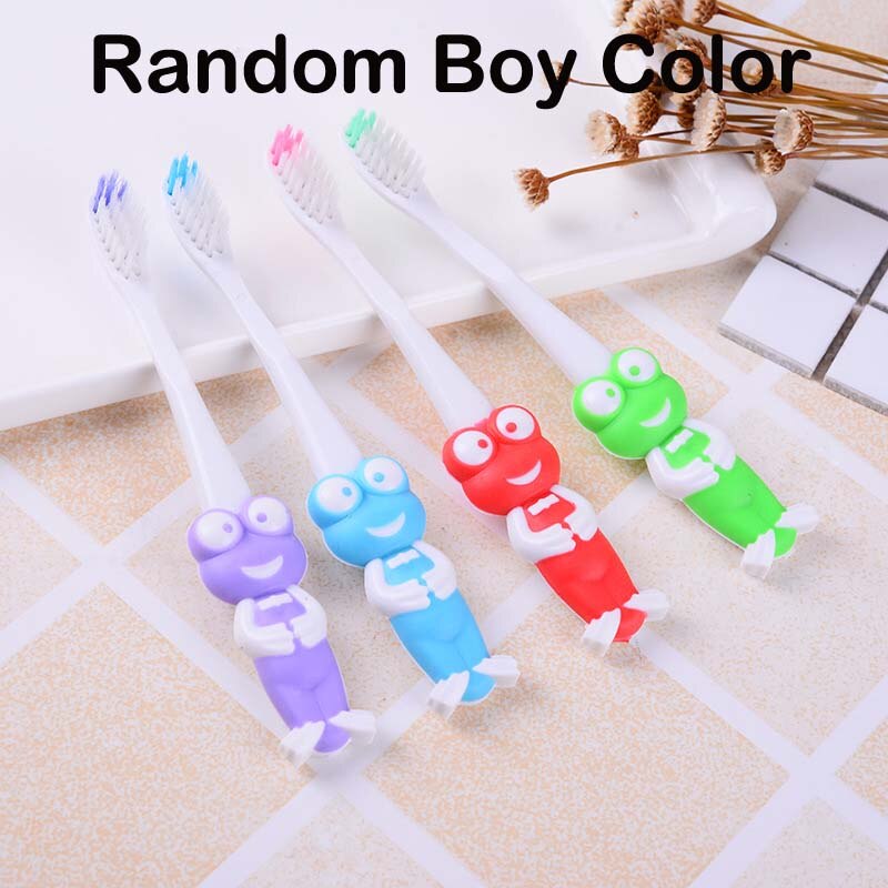 2Pcs/Lot Kids Baby Toothbrush Teether Training Children's Tooth Brush Soft Bristle Mouth Clean Teeth Cleaning Panda Toothbrush: 2Pcs Frog for Boy