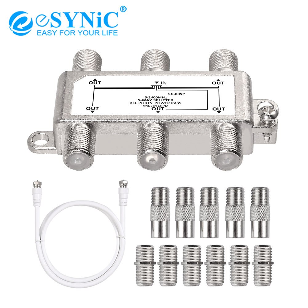 Esynic 5 Manier Moca 5-2400Mhz Coax Kabel Splitter Voor Splite Antenne Kabel Tv Breedbandverbinding compatibel Met Ntl