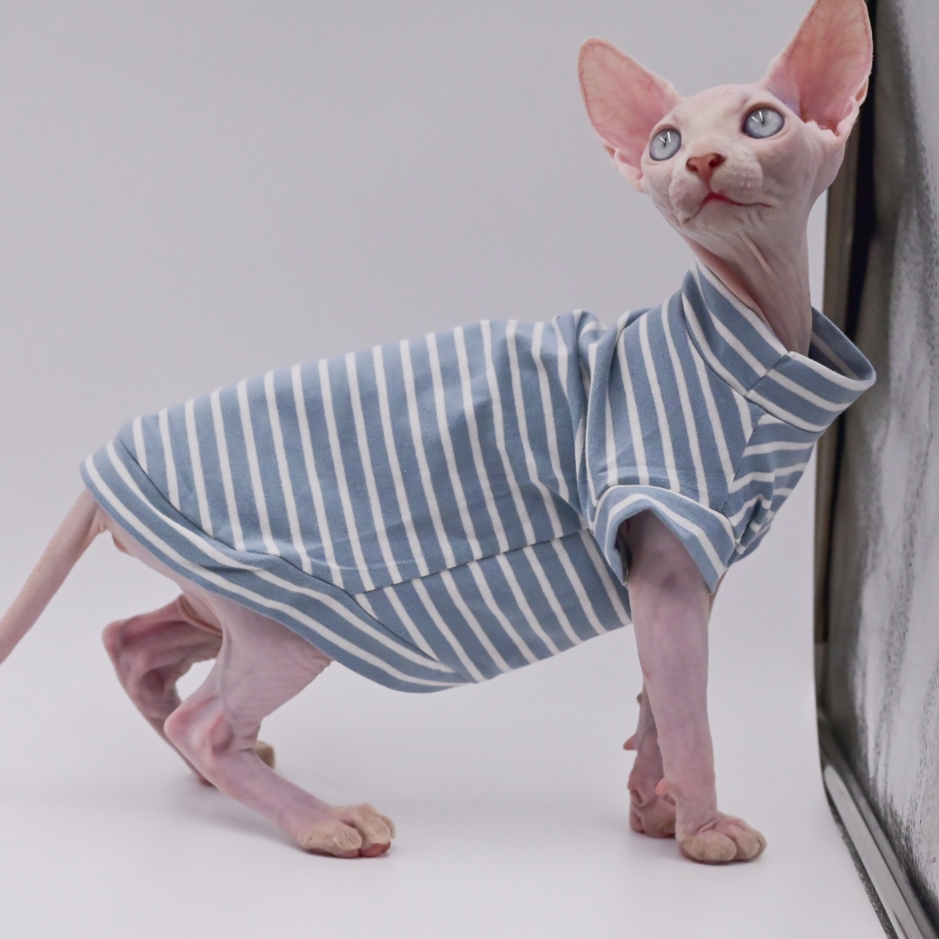 Sphynx Cat Clothes Cotton Hairless Cat Vest Baby 100% Cotton Soft Summer Sleeveless Thin Vest Cat Clothes for Devon, Cornish: XL / GRAY