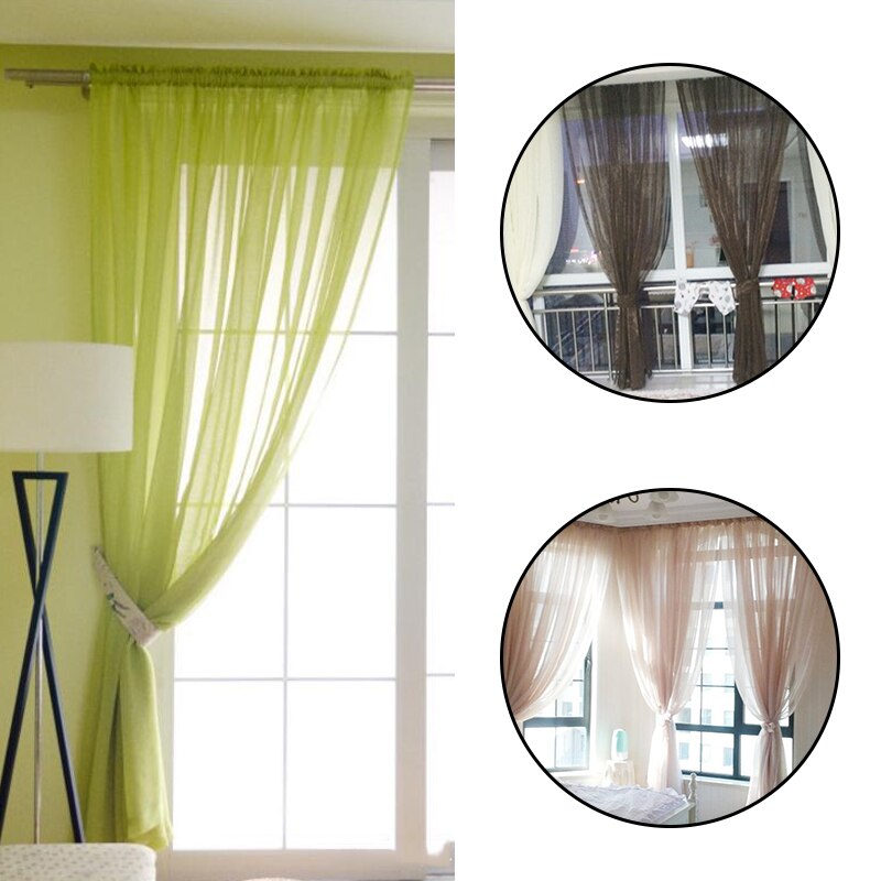 Moderne ensfarvede vindues tyl gardiner til stue soveværelse organza voile gardiner hotel dekoration garngardiner