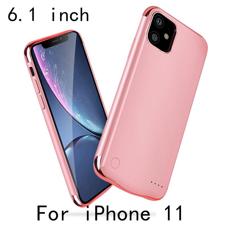 Slim Plating shockproof Battery Case For iPhone 11 Pro Max Battery Charger Case For iPhone 11 External Power Bank Charging Cover: i11-Rose