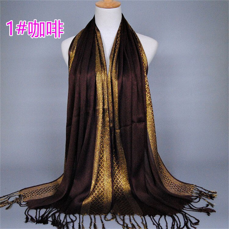 NEUE frauen Gold baumwolle einfarbig muslimischen kopf schal schals und wickelt pashmina bandana weiblich foulard damen hijab speichert: 18