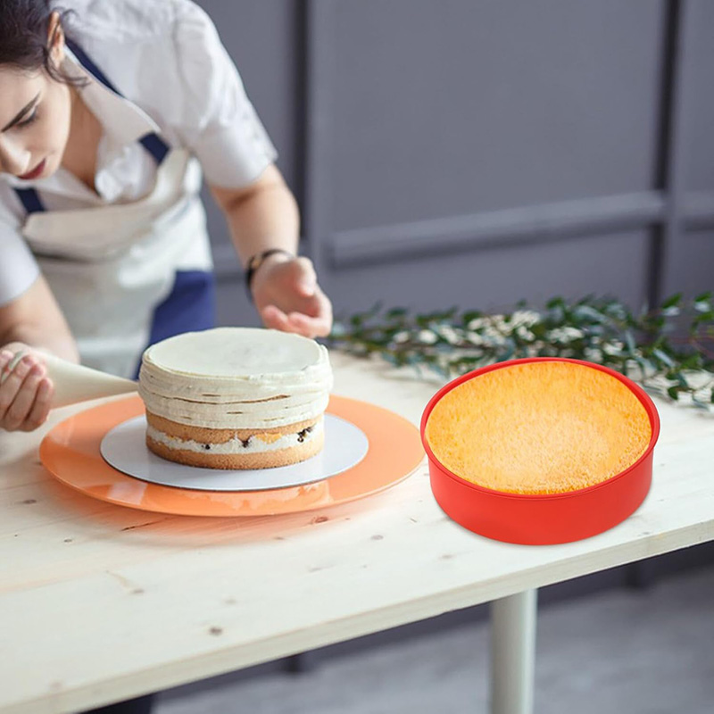 4 6 8 10 Zoll Silikonform für Schichtkuchenform, runder Zylinder, Regenbogen-Kuchenform, Gemüse, Pfannkuchen, Pizza, Kruste, Omelett-Backform