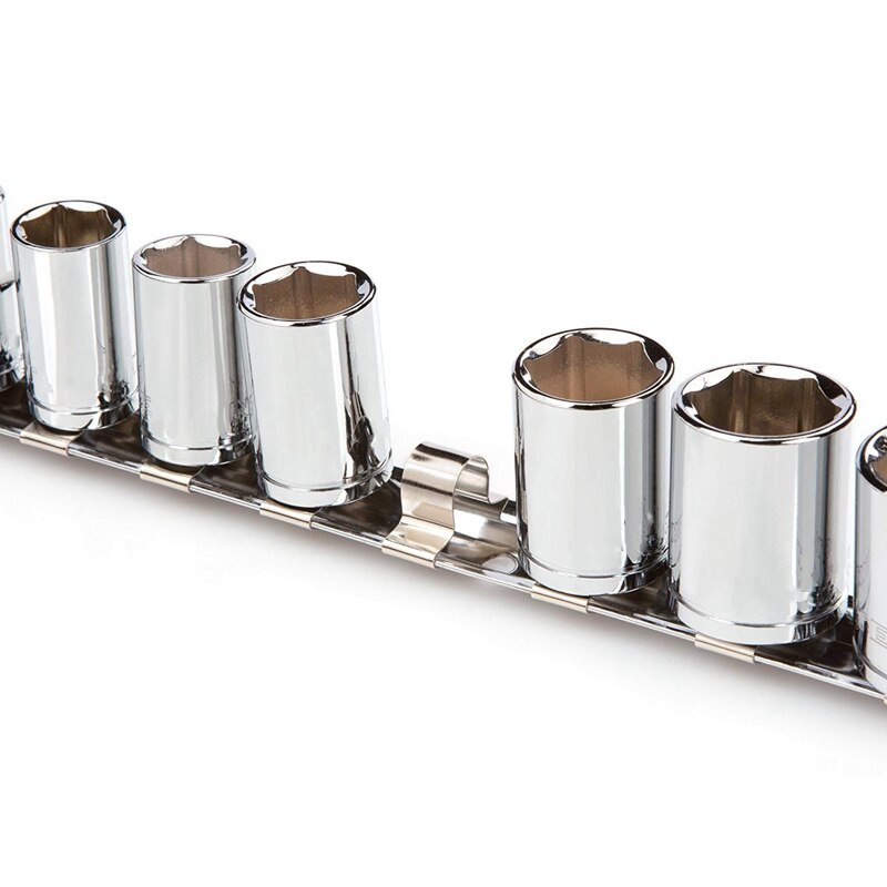 Socket Rack Holder 1/4 Inch 3/8 Inch 1/2 Inch With 16 Clips On Rail Tool Organizer Storage