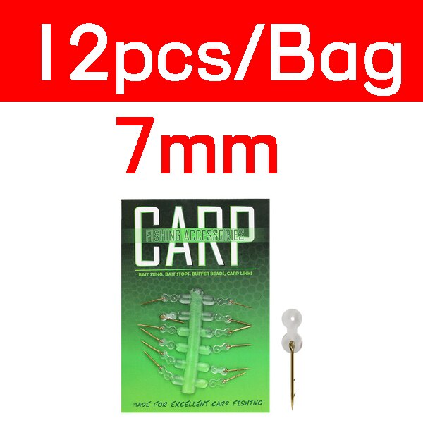 Cebo de Metal para pesca de carpa, Pin de espiga para aparejo de pelo con topes de goma transparente, alimentador de carpas para pesca, accesorio de aparejos: 12pcs in a card S