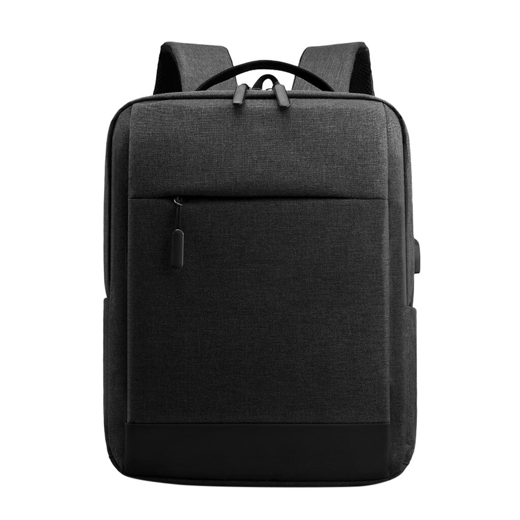Mænd udendørs rygsæk kontrastfarve nylon rygsæk kontor rejse lynlås vandtæt taske sport computer tyveripose: Sort