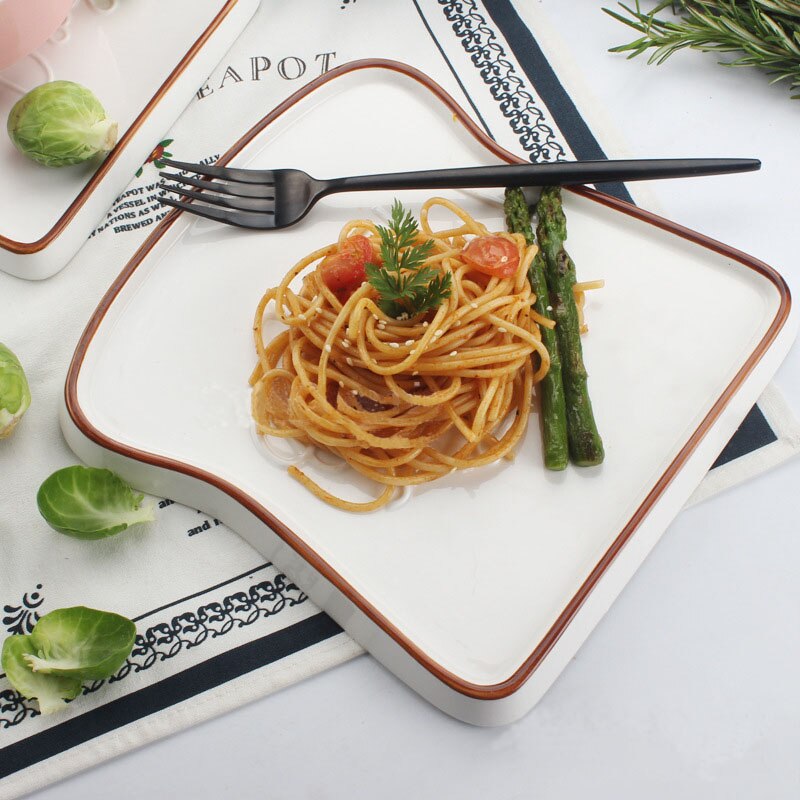 Vassoio di Cibo Piatto di ceramica Piatto Piatto di Pannello Tostato Piatto di Disegno Del Fumetto di Frutta Piatto di Porcellana Colazione Cena Piatto Piatto Da dolce Contenitore 1pz