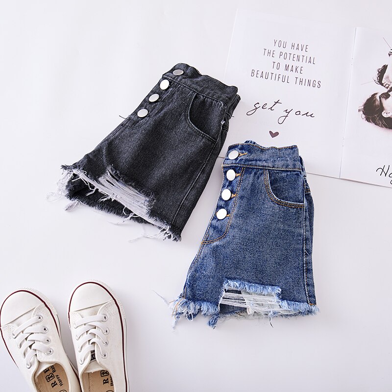 Children clothes 2020 kids Girls Denim Shorts summer new fashion casual button hole jeans shorts pants